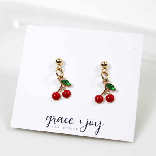 Cherry Earrings with Bow