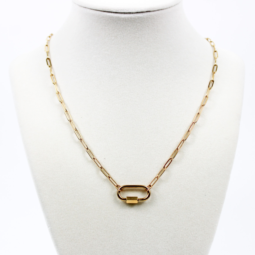 Oval Carabiner Paperclip Chain Necklace