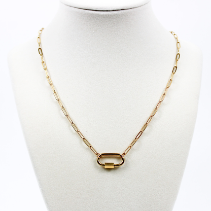 Oval Carabiner Paperclip Chain Necklace