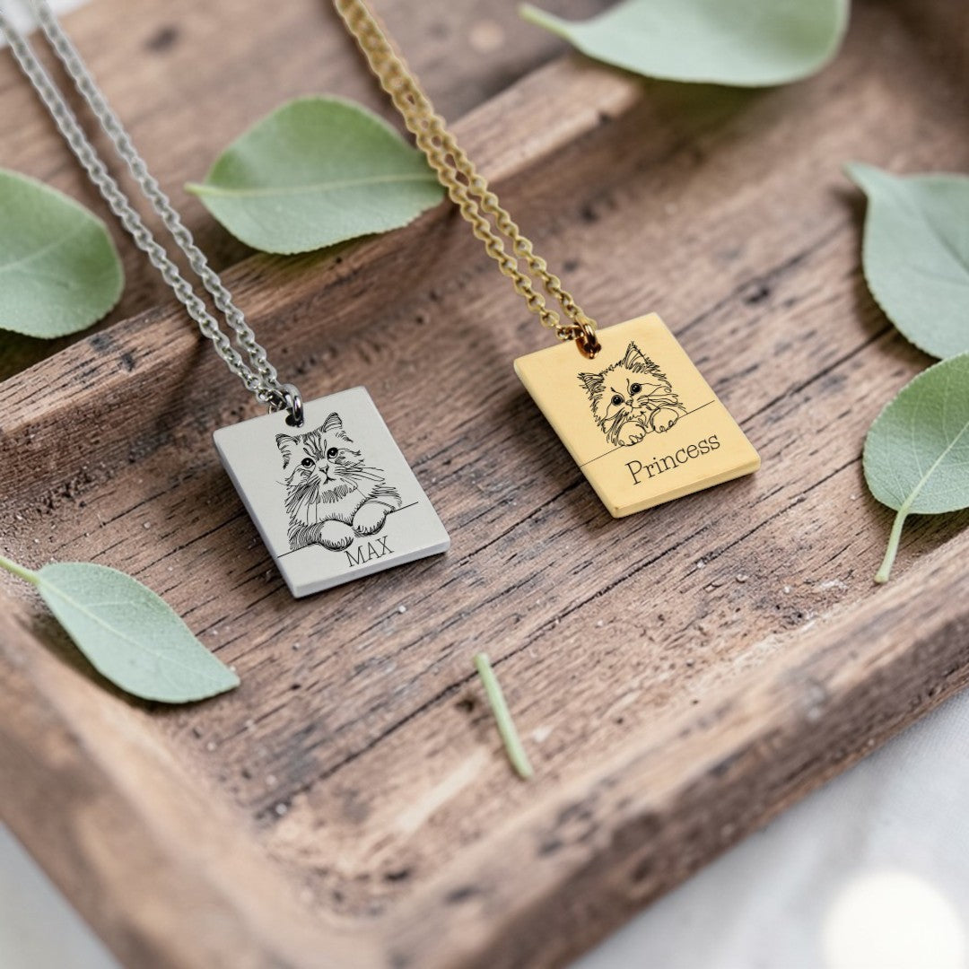 Personalized Wide Rectangle Necklace