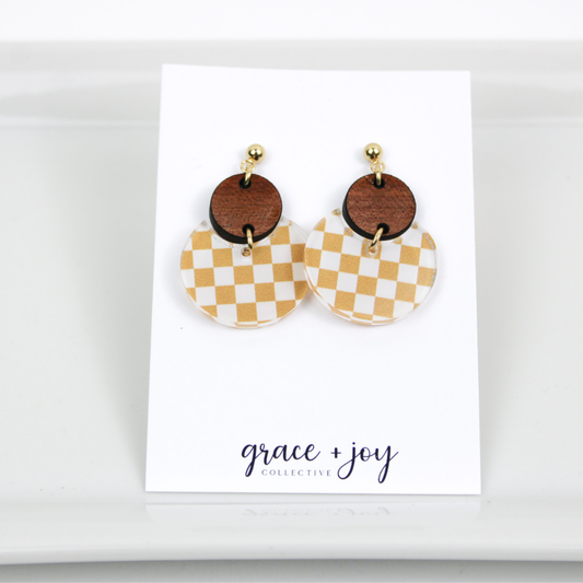 Yellow Checkered Earrings