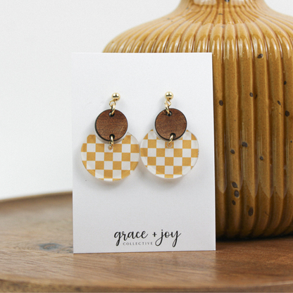 Yellow Checkered Earrings