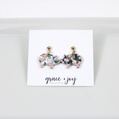 Spring Floral Pig Earrings