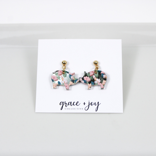 Spring Floral Pig Earrings