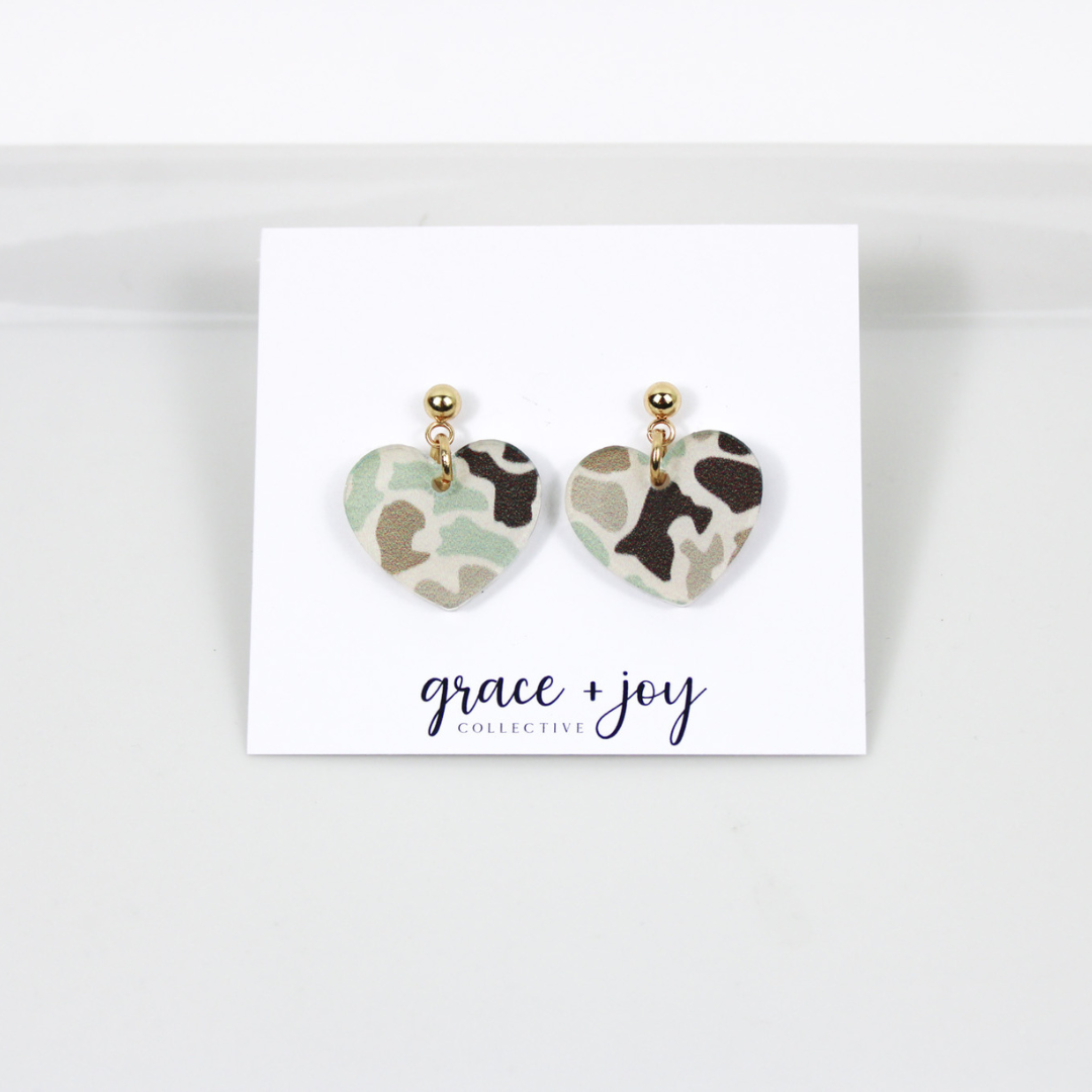 Camo Heart Earrings