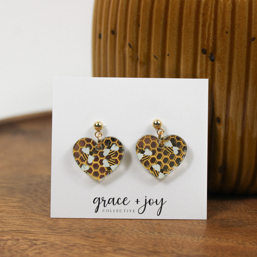 Heart Bee Earrings