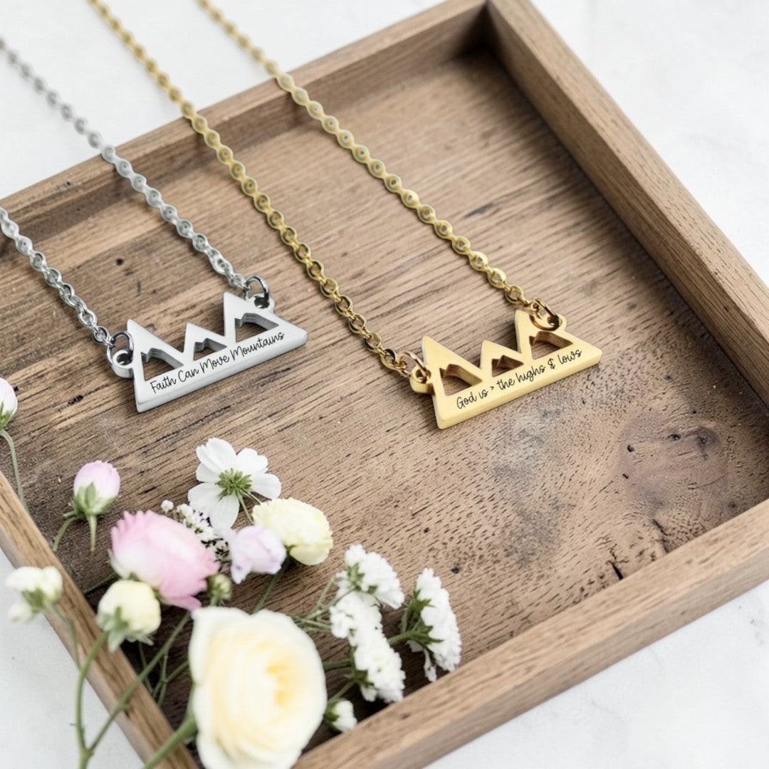 Personalized Horizontal Mountain Necklace