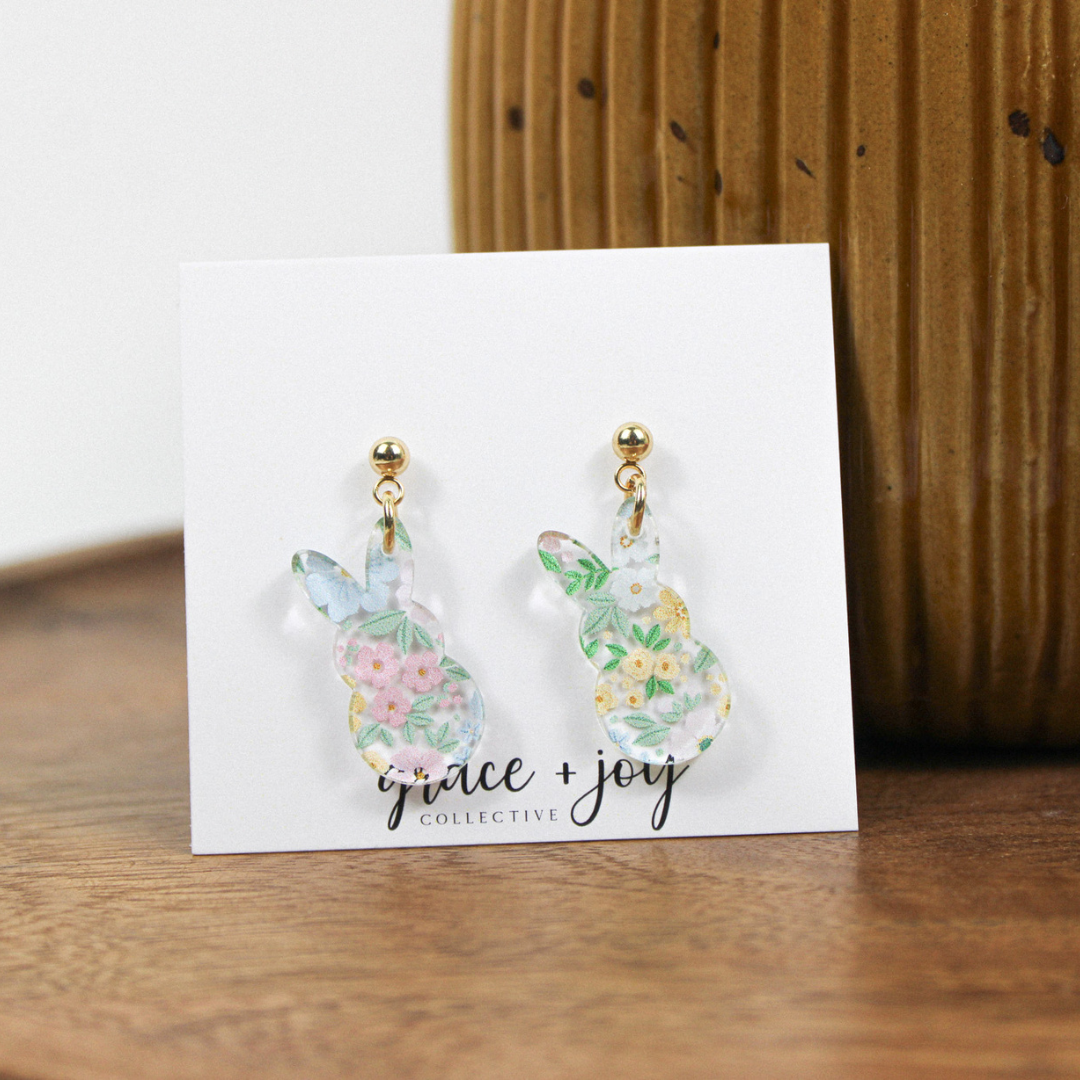 Floral Easter Bunny Earrings