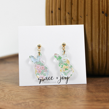 Floral Easter Bunny Earrings