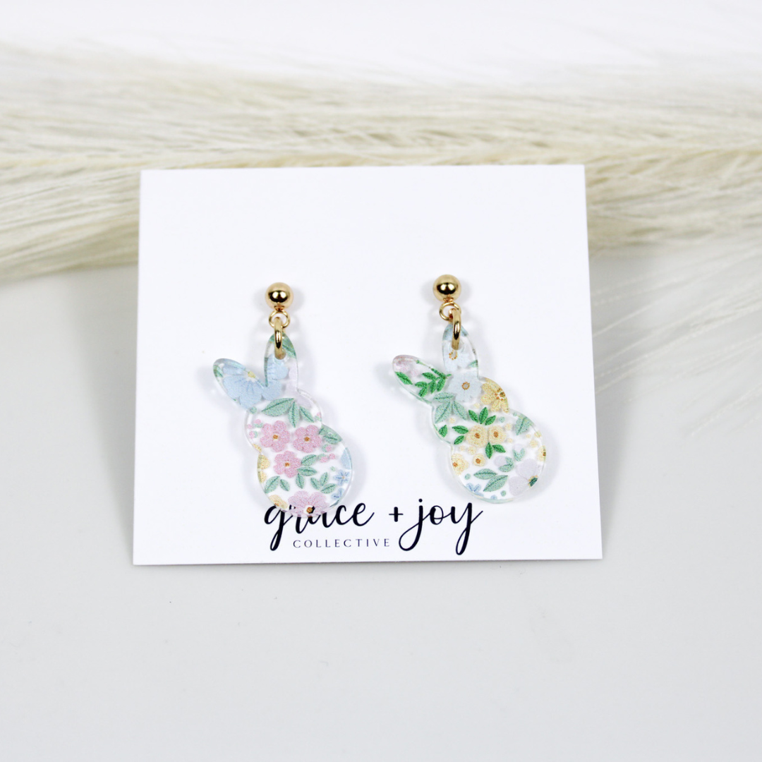 Floral Easter Bunny Earrings