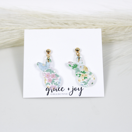 Floral Easter Bunny Earrings