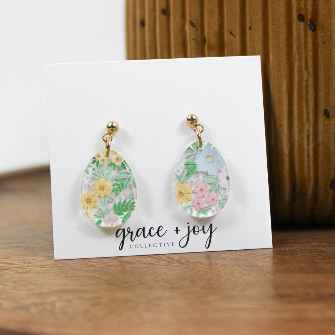 Floral Easter Egg Earrings