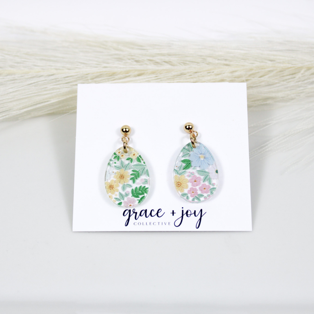 Floral Easter Egg Earrings