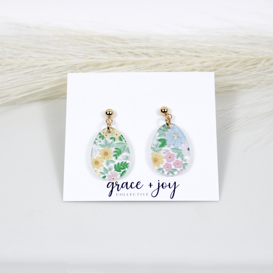 Floral Easter Egg Earrings