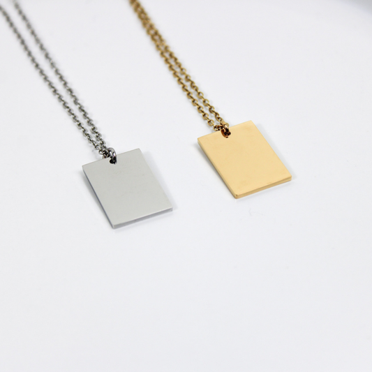 Personalized Wide Rectangle Necklace