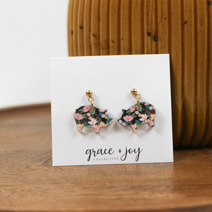 Spring Floral Pig Earrings