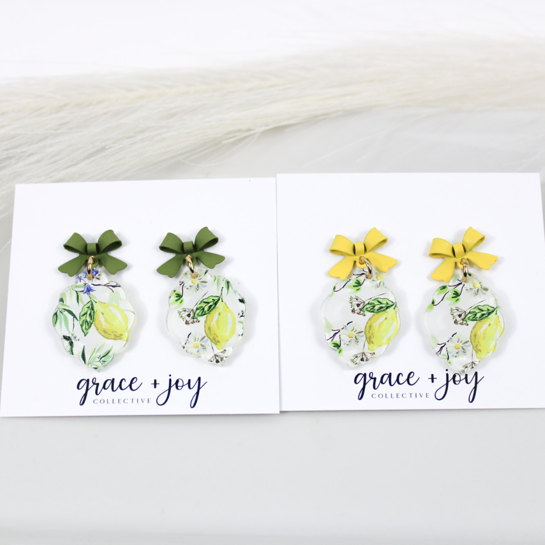 Summer Lemon Earrings With Bows