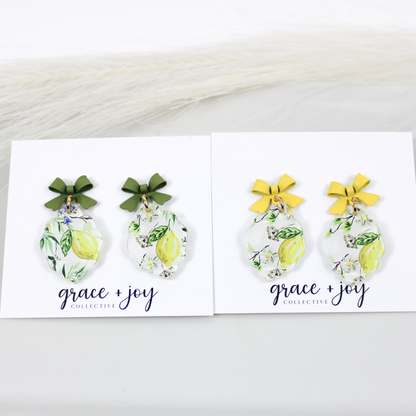 Summer Lemon Earrings With Bows