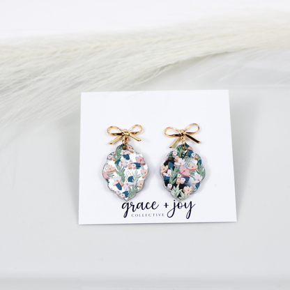 Spring Floral Earrings With Bows