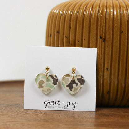 Camo Heart Earrings