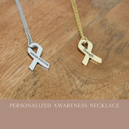 Personalized Awareness Ribbon Necklace