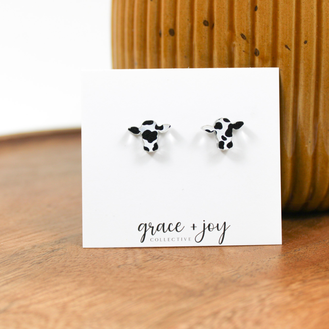 Cow Print Stud Earring