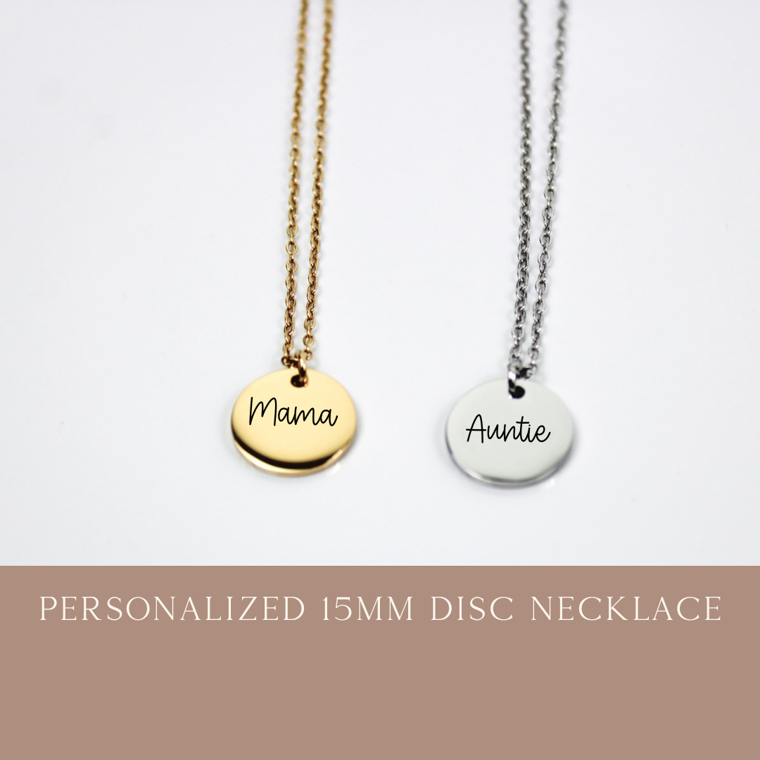 Personalized 15mm Disc Necklace