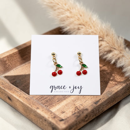 Cherry Earrings with Bow