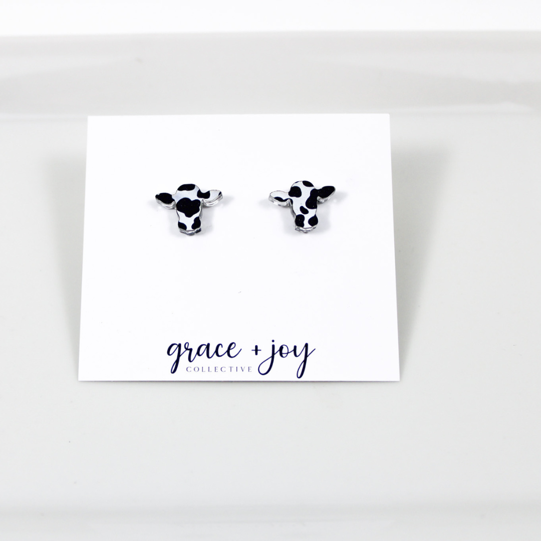 Cow Print Stud Earring