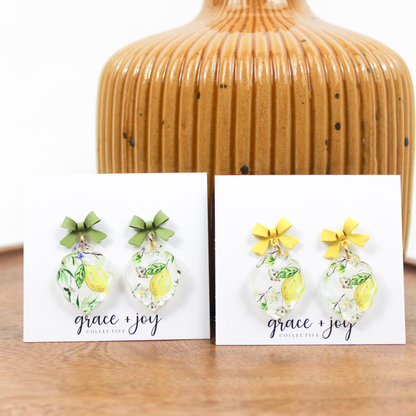 Summer Lemon Earrings With Bows