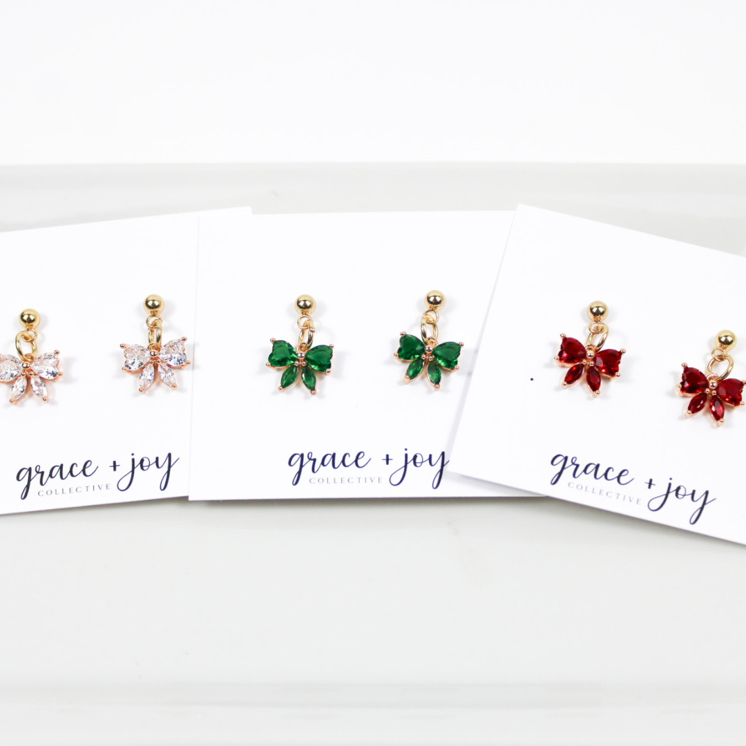 Petite Bow Cubic Zirconia Earrings