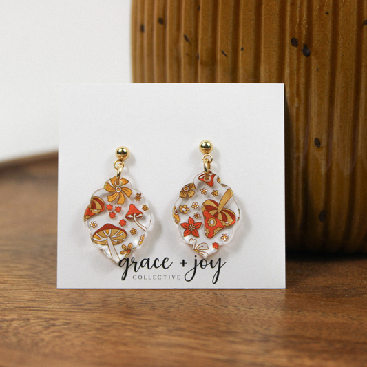 Retro Mushroom Scalloped Earrings