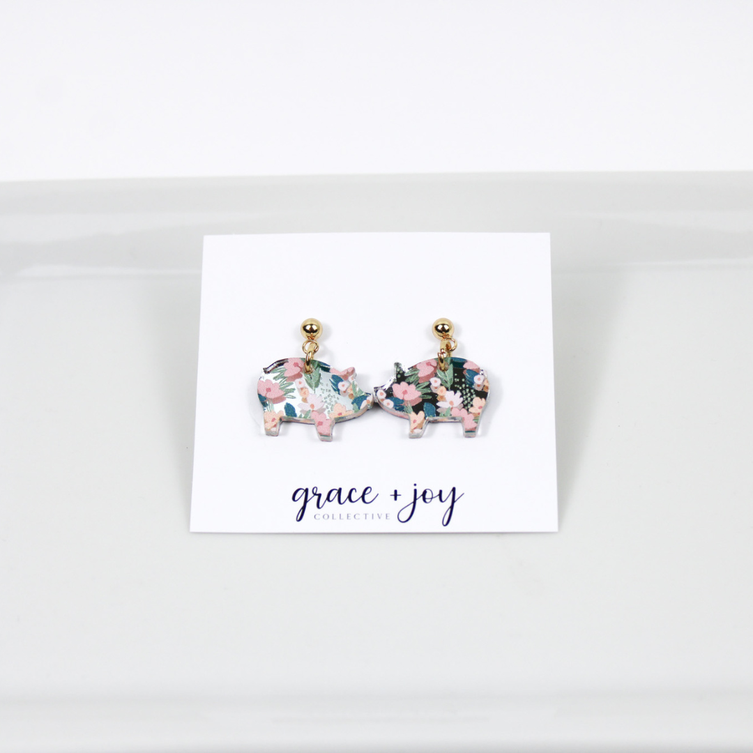 Spring Floral Pig Earrings