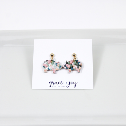 Spring Floral Pig Earrings