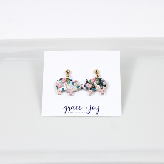 Spring Floral Pig Earrings