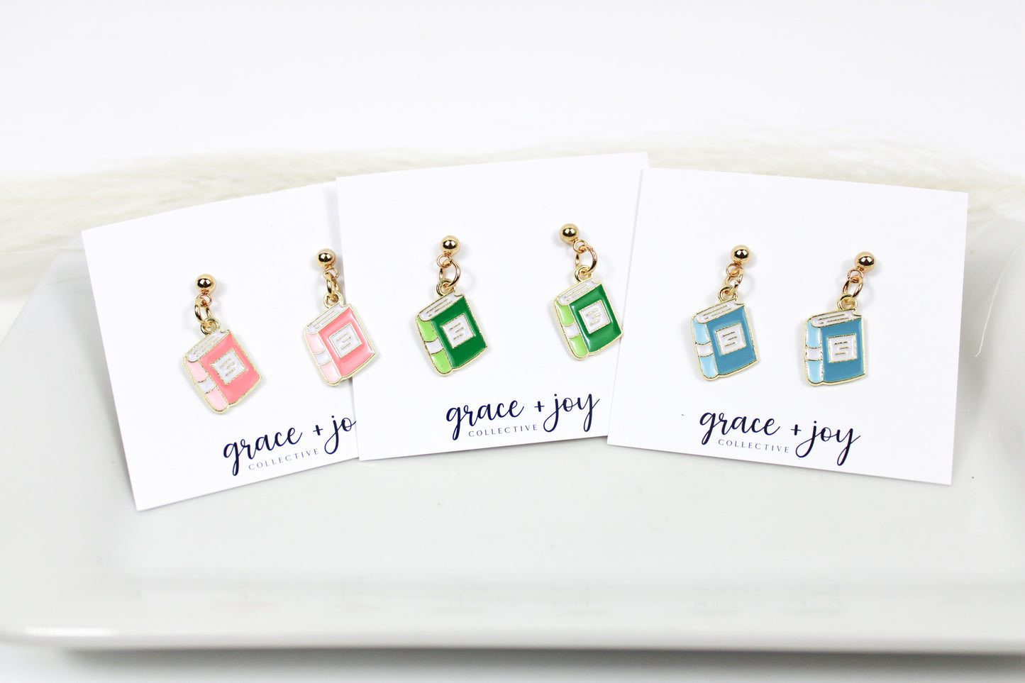 Enamel Book Earrings