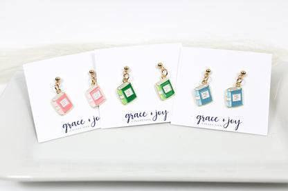 Enamel Book Earrings