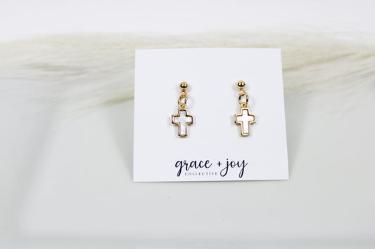 Enamel Cross Earrings