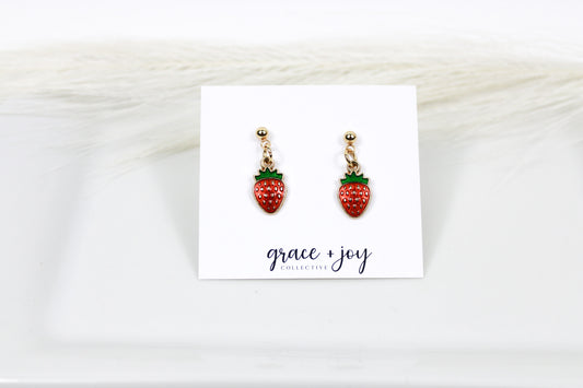 Enamel Strawberry Earrings