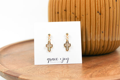 Enamel Cross Earrings