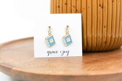 Enamel Book Earrings
