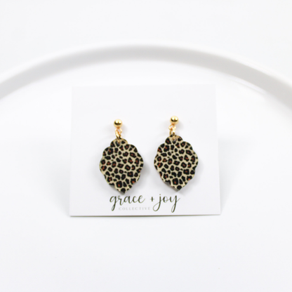 Leopard Print Scallop Earrings