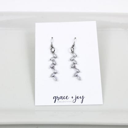 Cascading Leaf Cubic Zirconia Earrings