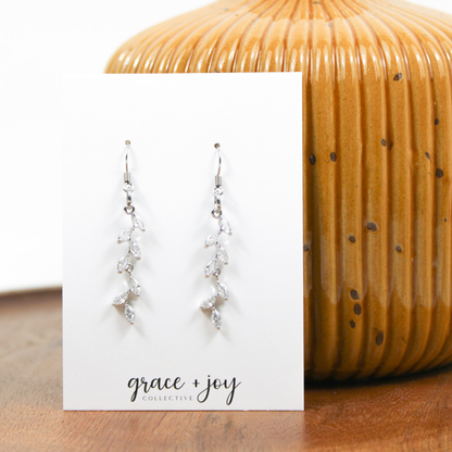 Cascading Leaf Cubic Zirconia Earrings