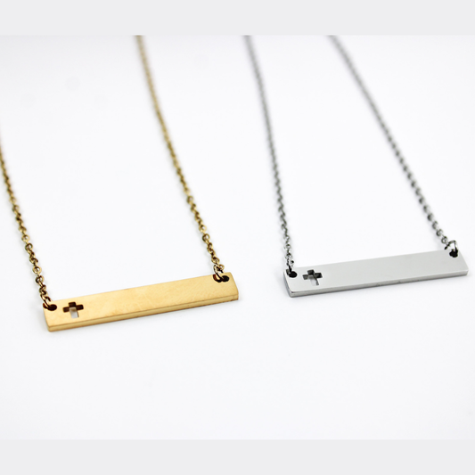 Personalized Horizontal Cross Bar Necklace