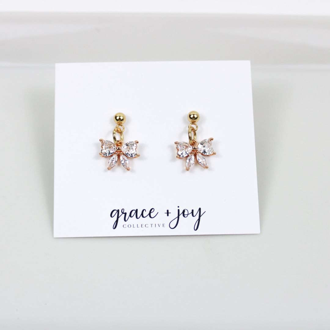 Petite Bow Cubic Zirconia Earrings