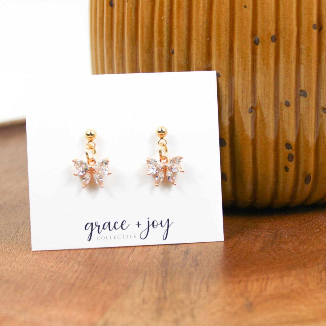 Petite Bow Cubic Zirconia Earrings