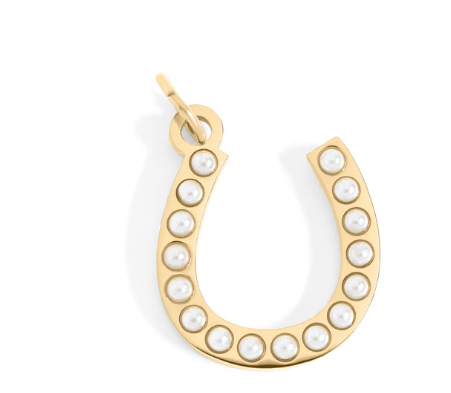 Pearl Horseshoe Charm Stainless Steel - 18k Gold PVD