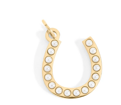 Pearl Horseshoe Charm Stainless Steel - 18k Gold PVD