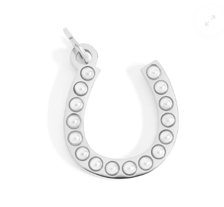 Pearl Horseshoe Charm Stainless Steel - 18k Gold PVD